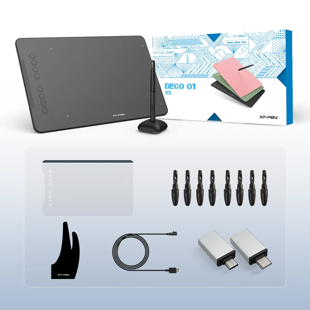 Accesorios incluidos con tableta gráfica XPPen