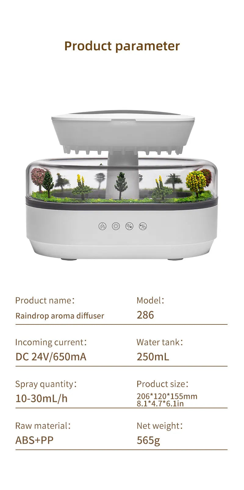 Raindrop Aroma Diffuser with Music & LED Light