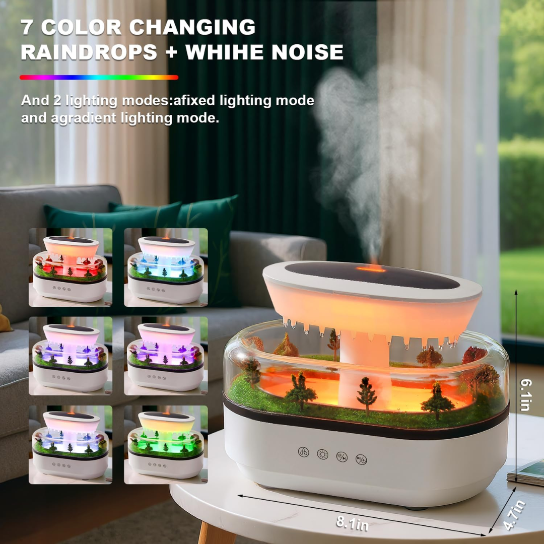 Humidificador Aromático RelaxLuz - Difusor LED con Sonidos de Lluvia