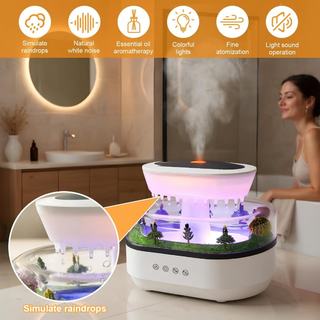 Humidificador Aromático RelaxLuz - Difusor LED con Sonidos de Lluvia